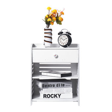 3Layer White Nightstand Storage End Side Table Cabinet Organizer