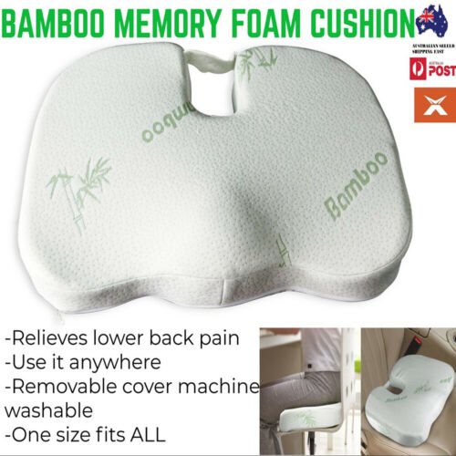 Bamboo Seat Memory Foam Cushion Hip Back Support Car Posture Coccyx Lumbar AU