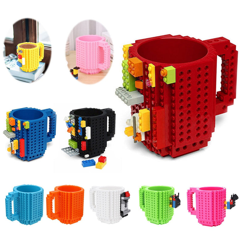 【Build-On Brick Mug!!】350ML Creative Mug Cups Milk Mug Cup for Milk Coffee Water Build-On Brick Type Water Holder Building Blocks Design Birthday Gift
