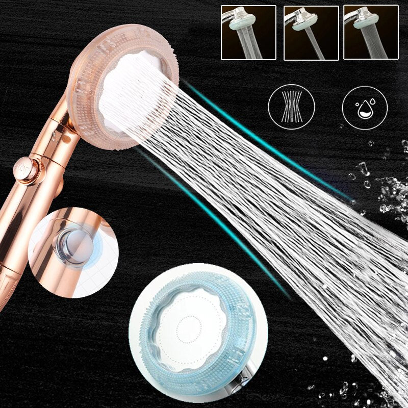 Bathroom Fauect Rainfall Shower Head 3-Function Massage Magical High Pressure Water Saving Spray Nozzle Skin Clean Accessories