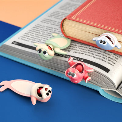 Newest Panda Shiba Inu Funny Creative PVC Book Markers 3D Bookmarks Cartoon Animal Bookmark eal Octopus School Supplies