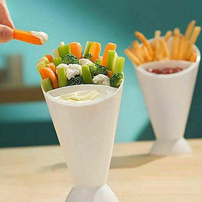 Fries Shelf Holder Assorted Sauce Chips Dip Snack Cone Two Cup-mouth Tableware