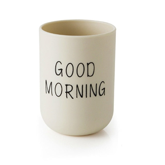 Bathroom Tumblers Good Morning Cup Round Toothbrush Toothpaste Holder Cup Travel Washing Cup