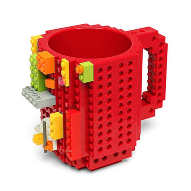 【Build-On Brick Mug!!】350ML Creative Mug Cups Milk Mug Cup for Milk Coffee Water Build-On Brick Type Water Holder Building Blocks Design Birthday Gift