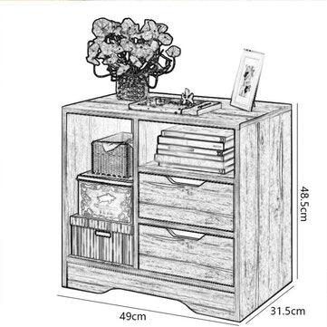 Side Table Drawers Nightstand Storage Cabinet