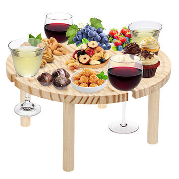 Wooden Outdoor Folding Picnic-Table With Holder 2 In 1