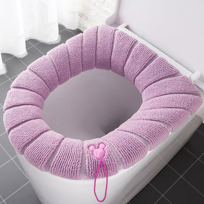 Winter Warm Toilet Seat Cover Closestool Mat Washable Soft O-shape Pad Bidet Cover