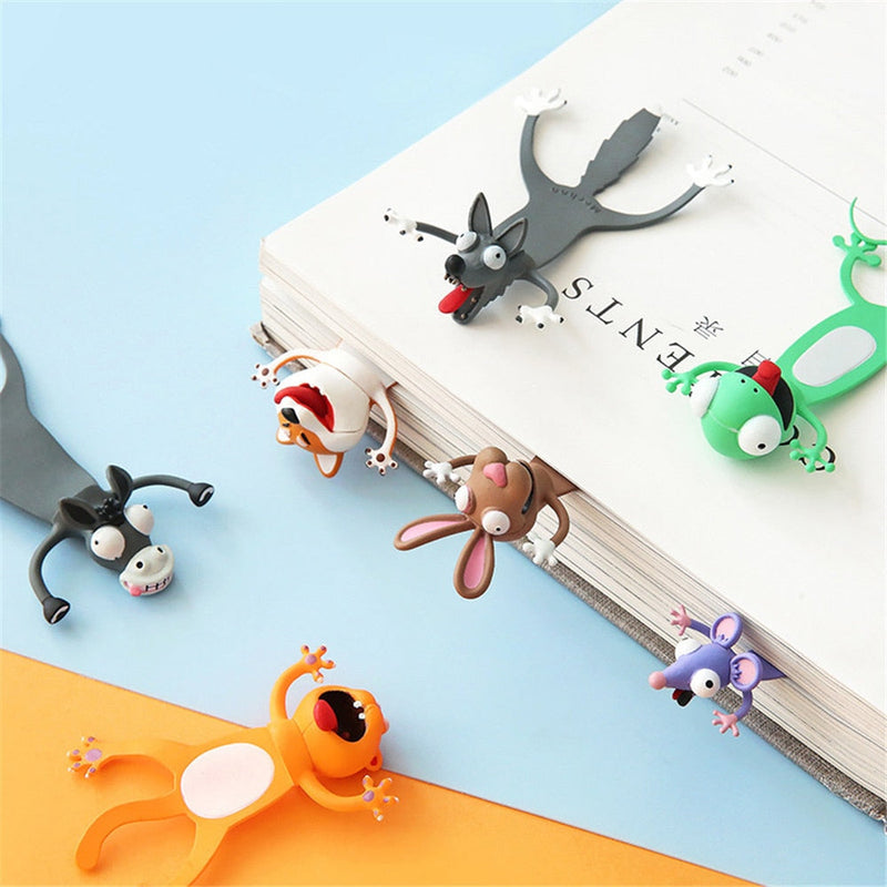 Newest Panda Shiba Inu Funny Creative PVC Book Markers 3D Bookmarks Cartoon Animal Bookmark eal Octopus School Supplies