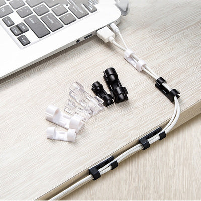 20pcs/lot Cable Organizer Clips Cable Clips Management Cable Organizer ABS Wire Cord Holder USB Charging Data Line Protector