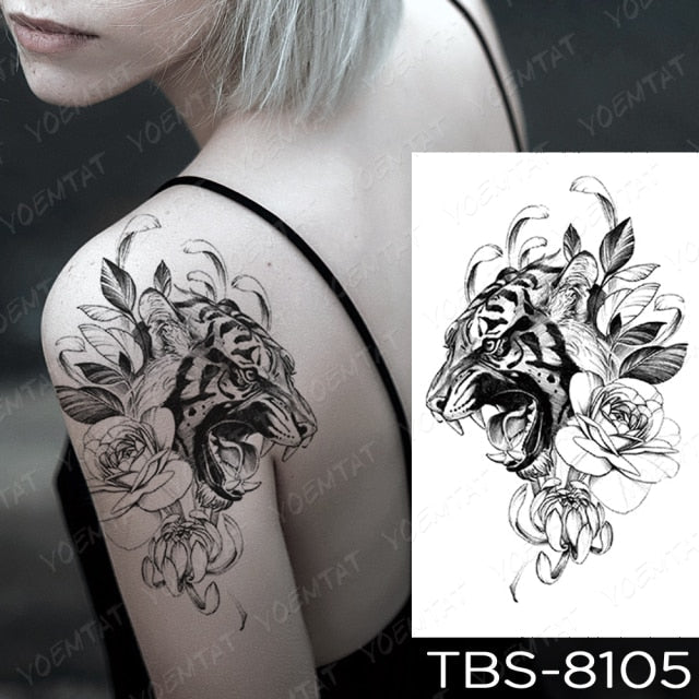 Waterproof Temporary Tattoo Sticker Chest Lace Henna Mandala Flash Tattoos Wolf Diamond Flower Body Art Arm Fake Tatoo Women Men