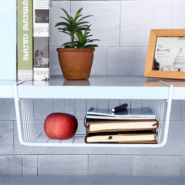 Storage Holder Under Table Basket Bedroom Kitchen Mesh Cabinet Hanging Shelf