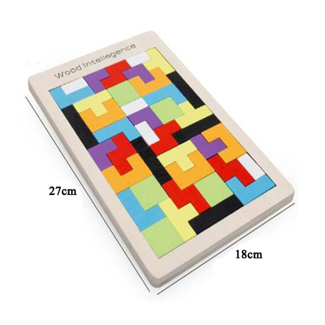 New High Quality Wooden Tangram Jigsaw Brain Tetris Game Puzzle Bloacks Preschool Children Play Training Educational Toys