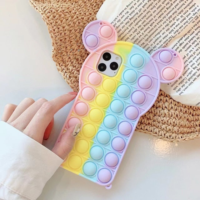 Funny Release Stress Phone Cases For iPhone Decompression Bubble Toy Soft Silicon Cover