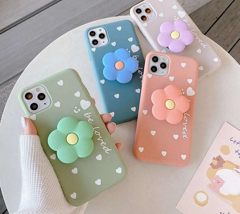 HOT 3D Lovely flower holder stand Soft phone case for iphone 12 Pro Max 12 MiNi 11 Pro Max X XS XR 6S 7 8 plus SE 2020 Cute cover