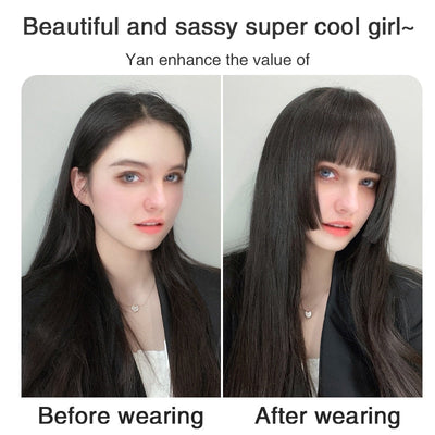 False Bangs Synthetic hair Bangs Hair ExtensionHigh Temperature fiber wigs Fake Fringe Natural hair clip on bangs Light Brown