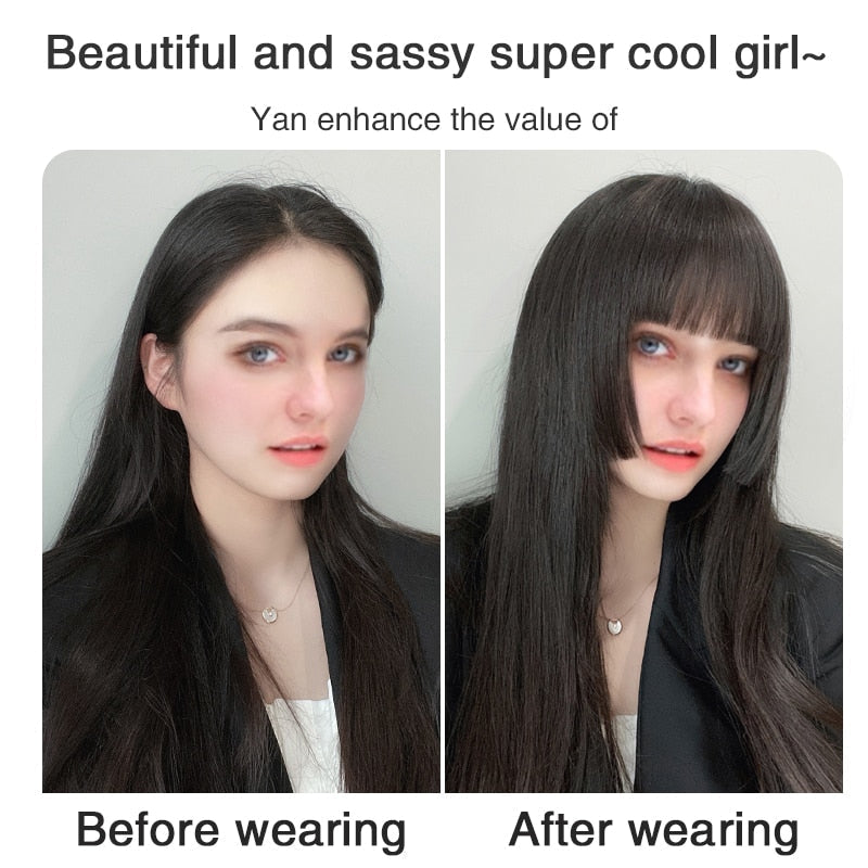 False Bangs Synthetic hair Bangs Hair ExtensionHigh Temperature fiber wigs Fake Fringe Natural hair clip on bangs Light Brown