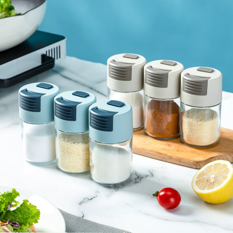 Pressed control salt measurement salt bottle sealed moisture-proof kitchen glass