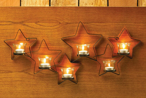 Iron Stars Wall Candle Holder