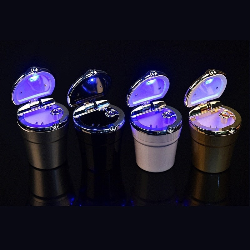 Car Ashtray with LED Light Luxury Car Smokeless Cup Holder