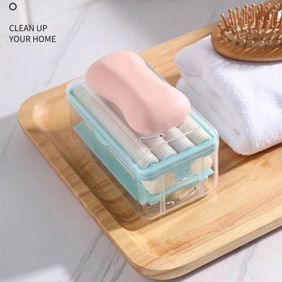 2022 NEW Soap Dish With Spring For Bathroom Creative Soap Box With Cover Soap Holder Dustproof Storage Container With Drain Hole Outdoor Travel Supplies Spring soap box