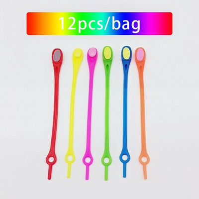 12pcs Coloured Silicone Easy On The Go No Tie Fitted Shoelaces For All Sneakers