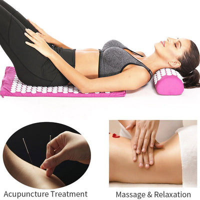 Yoga Acupressure Mat Neck Massager Cushion Kuznetsov&#39;s Applicator Back Pain Relief Needle Pad Eco Pranamat Pillow Set Gift Bag