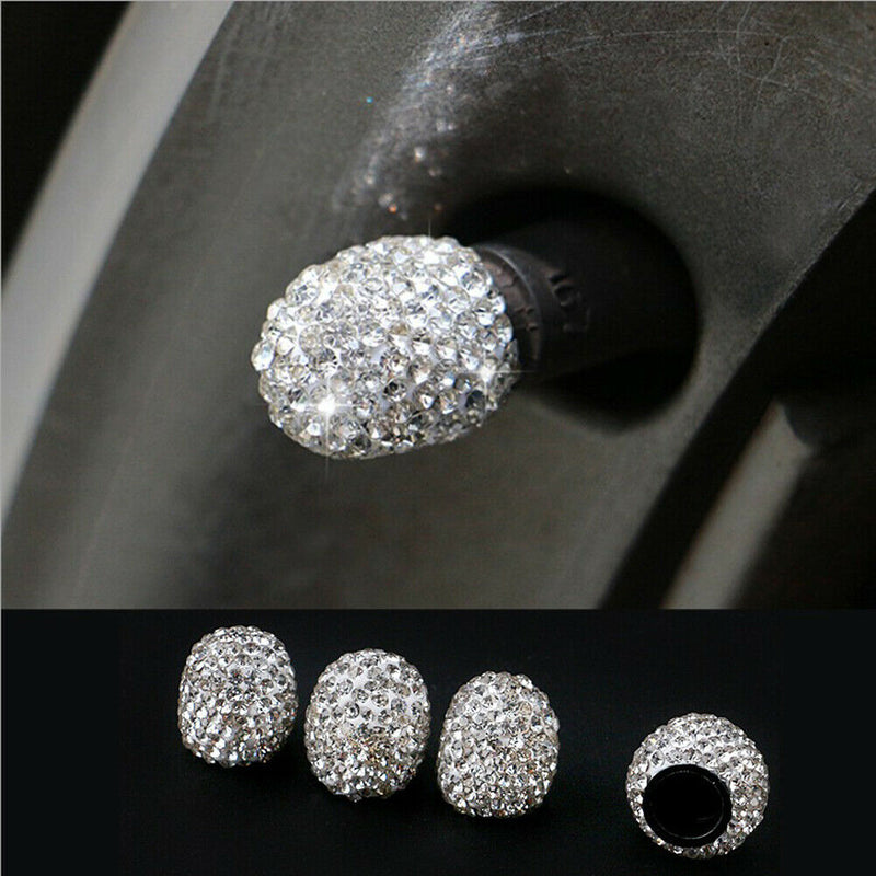 4 pcs Diamond Bling Tire Air Valve Stem Caps For Car Truck Bike Wheel Universal-Random Color