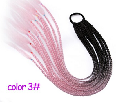 Ponytail Hairpiece With Rubber band hair ring  24 inch crochet braid Synthetic Hair Ponytail Hair Extension Pink,Rainbow