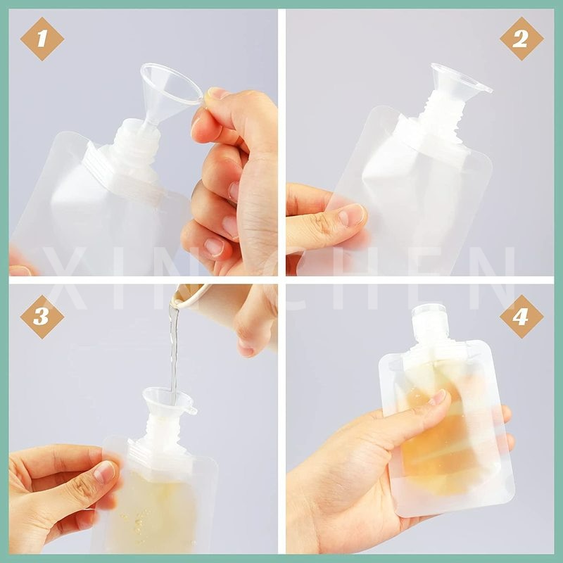 5/10pcs Transparent Flip Cap Packaging Bag Plastic Stand Up Spout Pouch Portable Travel Fluid Makeup Packing Bag 30ml 50ml 100ml