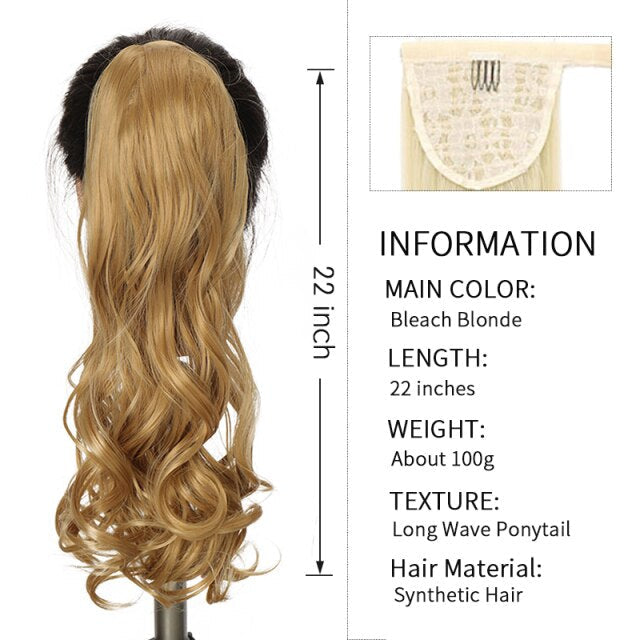 Xnaira Long Syntheti Straigight Wrap Around  Ponytail Fake Hair Pony Tail For Women Clip In Hair Extension High Temperture Fiber