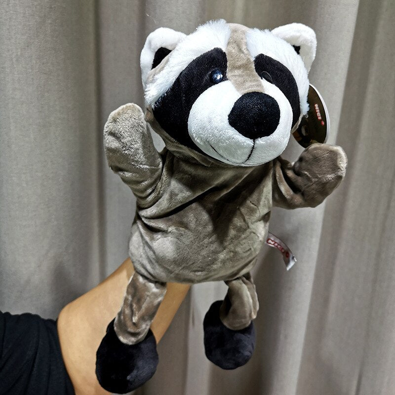 30cm Legged Animal Hand Puppet Plush Toys Wolf Lion Panda Raccoon Hand Puppets Educational Story Doll Toy for Children Kid