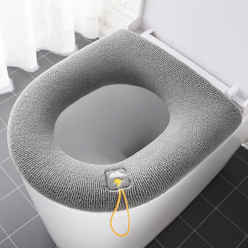 Winter Warm Toilet Seat Cover Closestool Mat Washable Soft O-shape Pad Bidet Cover