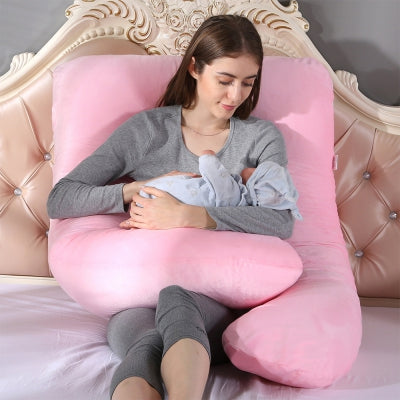 Crystal Velvet U Shape Maternity Sleeping Support Pillow for Side Sleeper Pregnant Women