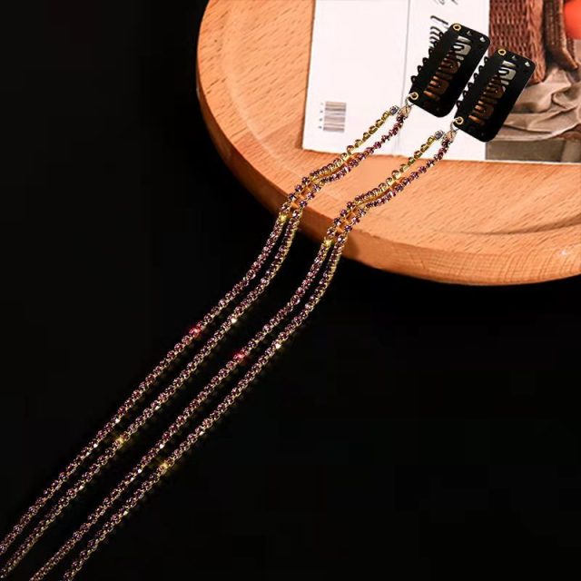 New Flashing Diamond Chain Hairpin Braided Hair Headdress Tassel Hairpin High Sense Temperament Dirty Braided Hairband