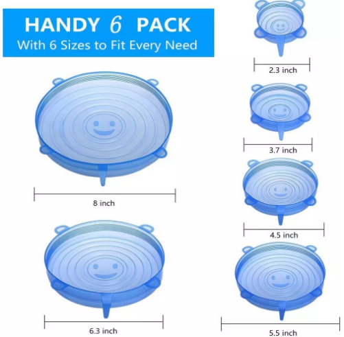 6pcs  Silicone Cover Stretch Lids Reusable Airtight Food Wrap Covers Food Cover