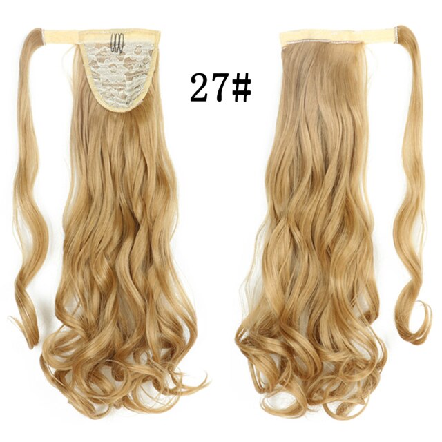 XQHAIR 22 Inch Ponytail Synthetic Hair Extension Long Wavy Wig with Clip Brown Blonde Black Ponytail High Temperature Resistant