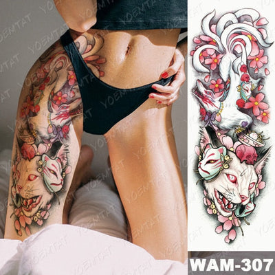 Large Arm Sleeve Tattoo Gun Rose Lion Waterproof Temporary Tatto Sticker Clock Flower Waist Leg Body Art Full Fake Tatoo Women