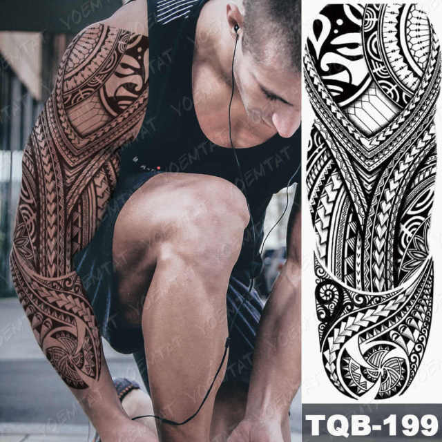 Large Arm Sleeve Tattoo Gun Rose Lion Waterproof Temporary Tatto Sticker Clock Flower Waist Leg Body Art Full Fake Tatoo Women