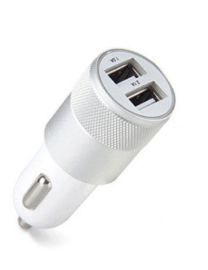 DUAL METALLIC CAR PORT UNIVERSAL USB PHONE CHARGER