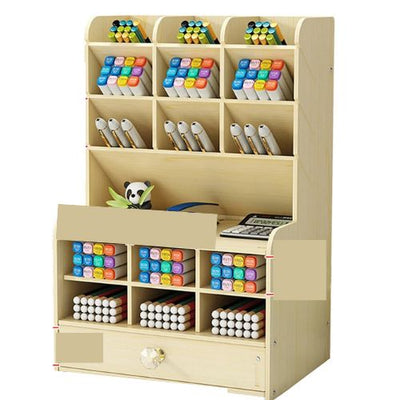 Pen Holder Wooden Pencil Storage Case Rack Drawer