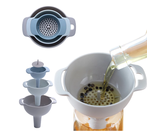 1PC Filter Funnel Kitchen Funnel  Kit Oil Funnel Strainer Oil Water Spices Wine Flask