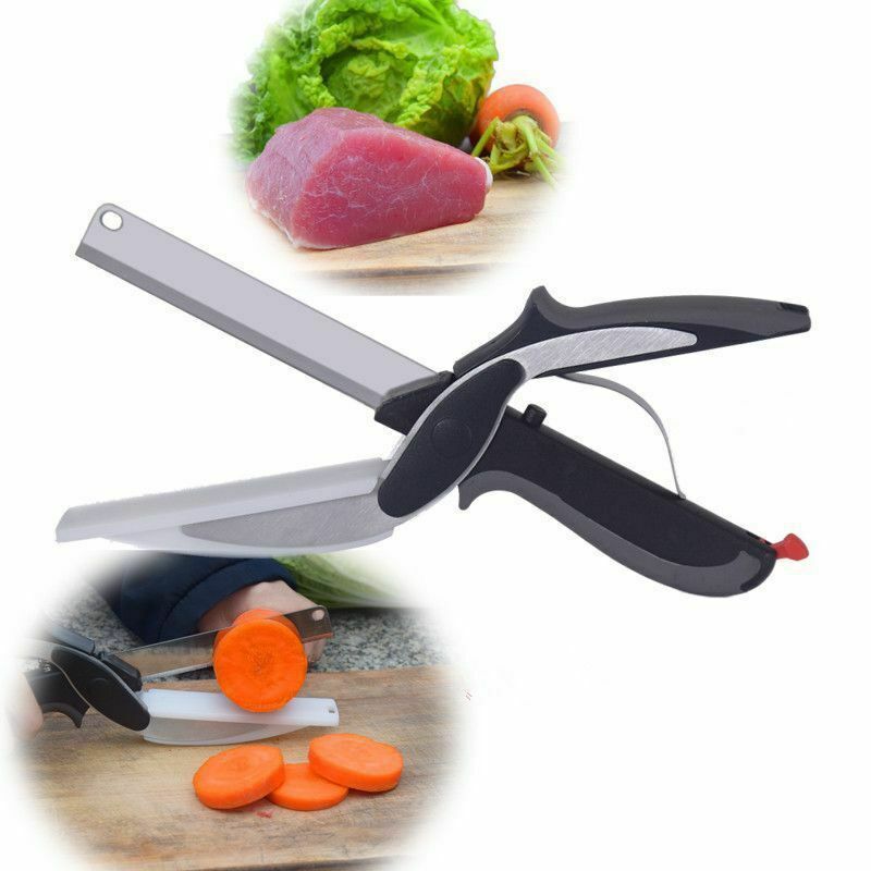 2 in 1 Utility Scissors Knife&Board Smart Chef Stainless Steel Ourdoor Meat Potato Cheese Vegetable Kitchen