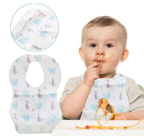 10pcs/lot Sterile Disposable Bib Children Baby waterproof Eat Bibs With Pocket Baby kid scarf bib saliva towel bib