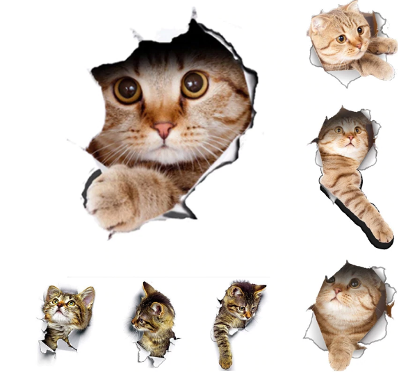 Cats 3D  Toilet Sticker Dogs Wall Stickers