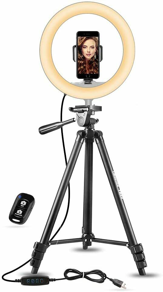 10" LED SELFIE RING LIGHT W/ 50" EXTENDABLE TRIPOD & PHONE HOLDER