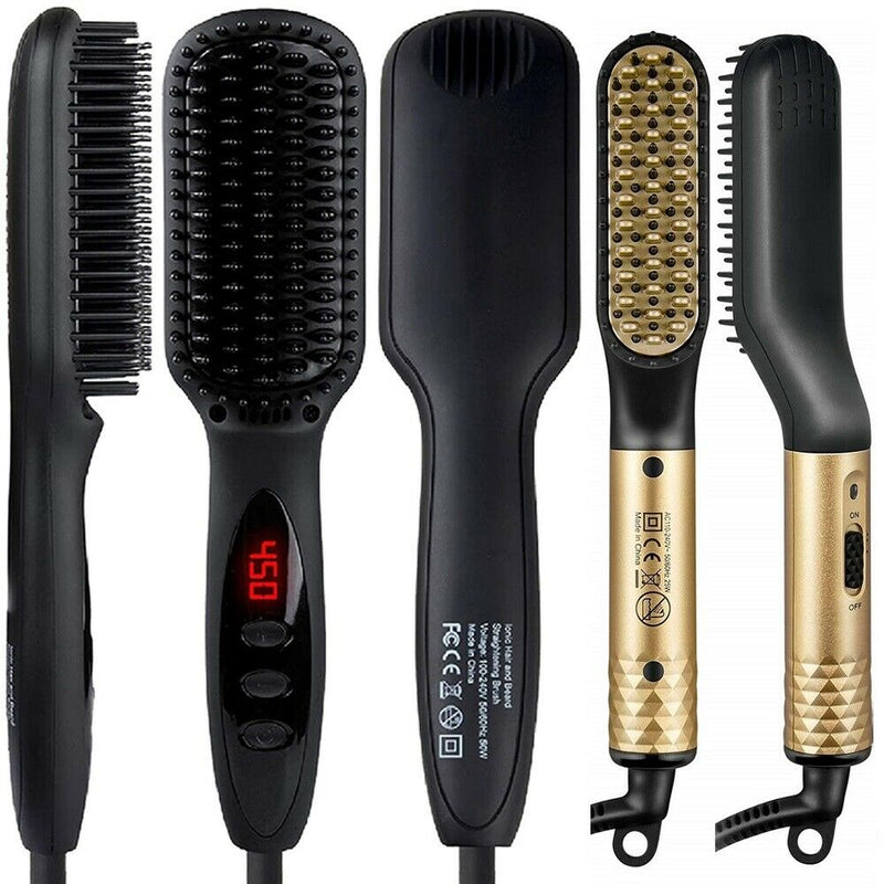 Electric Hair&Beard Straightener For Men Comb Curling Electric Brush Beard Comb