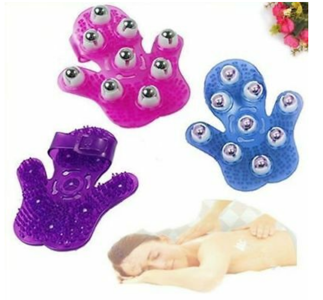 【9 Roller Hand】Massage Glove Hand Held 9 Roller Balls Body Massager Adjustable Stress Reliever