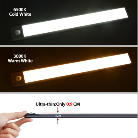 LED Night Light Motion Sensor Wireless USB Rechargeable 20 32cm Night Induction Lamp For Kitchen Cabinet Wardrobe Closet Lights