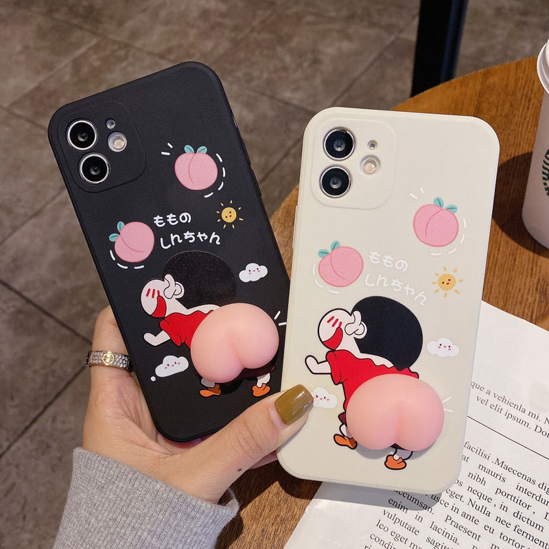 Funny Crayon Shin-Chan Squishy Butt Phone Case Shockproof Cover for Phone