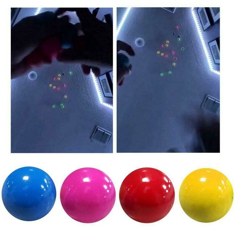 4PCS Sticky Ball Stress Toy Fluorescent Sticky Wall Target Toy Gift EL